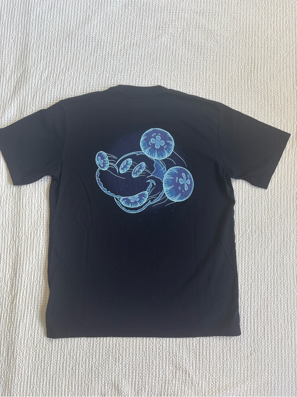 Disney Black Short-Sleeve Tee with Light Blue Jellyfish Graphic